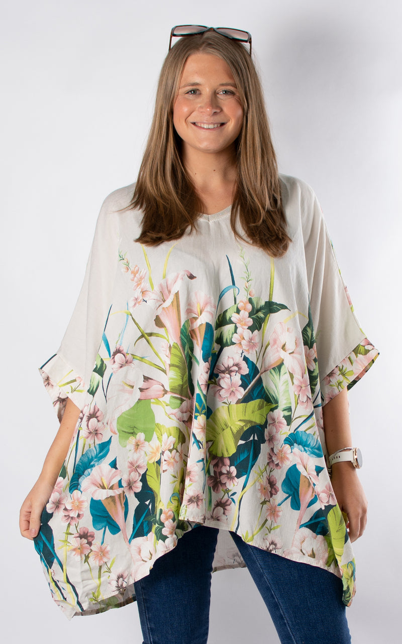 Shelley Floral Top | Beige