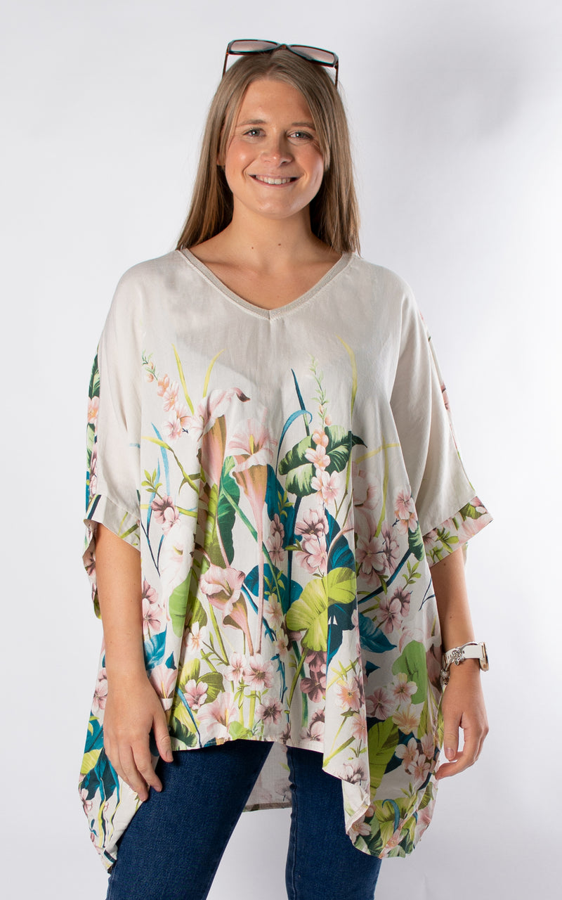 Shelley Floral Top | Beige