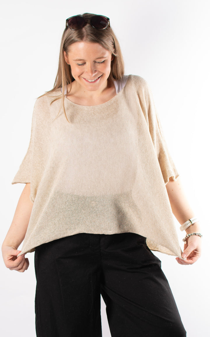 Minnie Cropped Knit | Beige