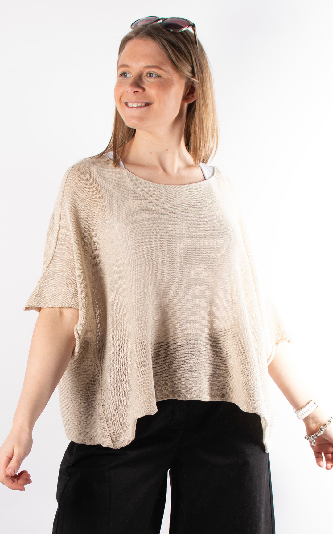 Minnie Cropped Knit | Beige