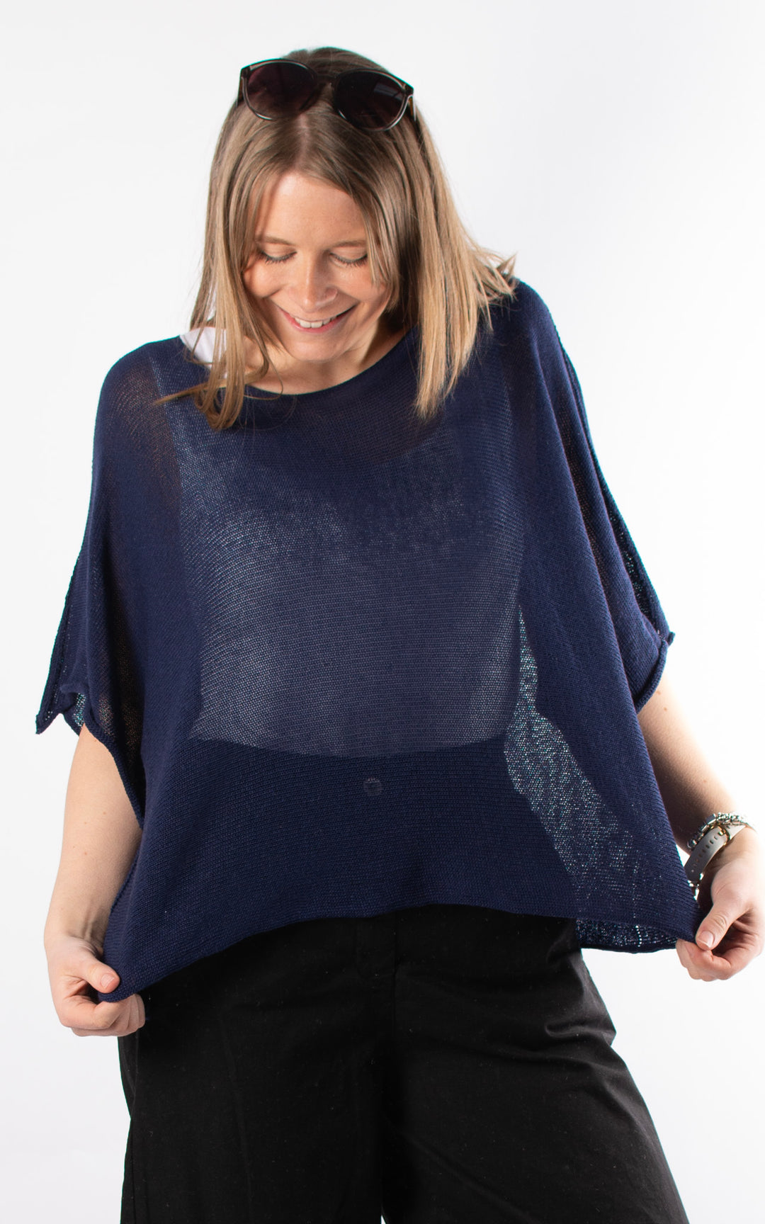 Minnie Cropped Knit | Navy