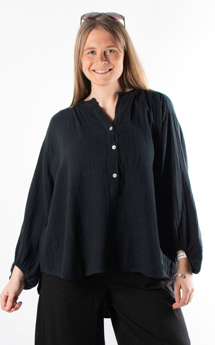 Victoria Button Top | Black