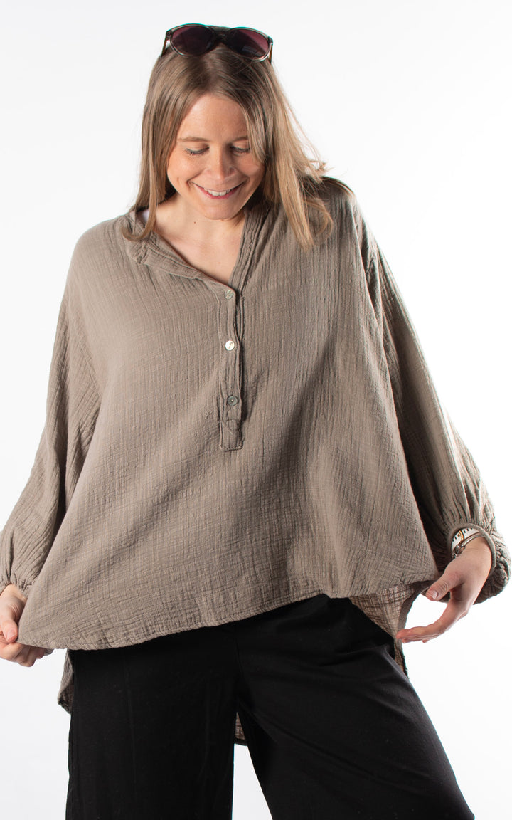 Victoria Button Top | Mocha