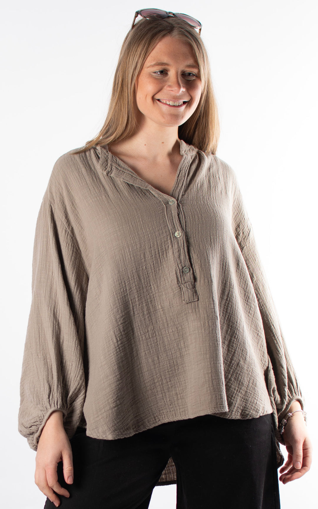 Victoria Button Top | Mocha