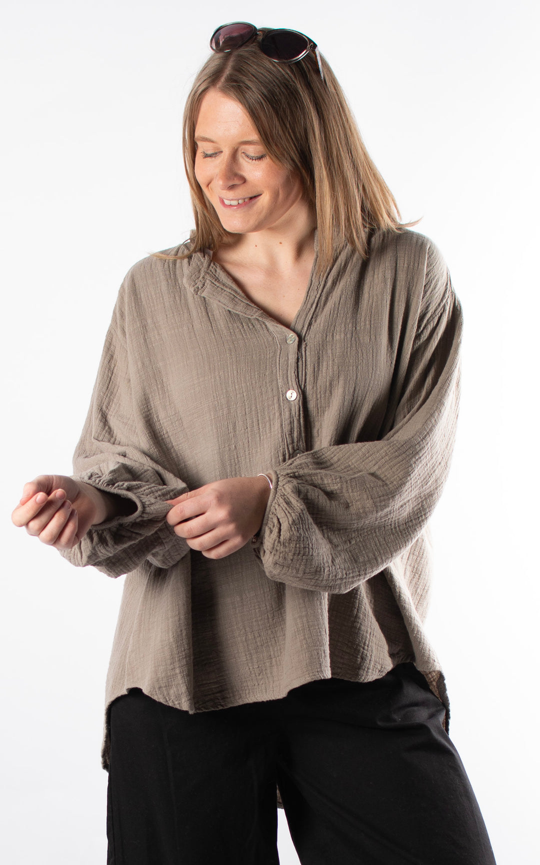 Victoria Button Top | Mocha