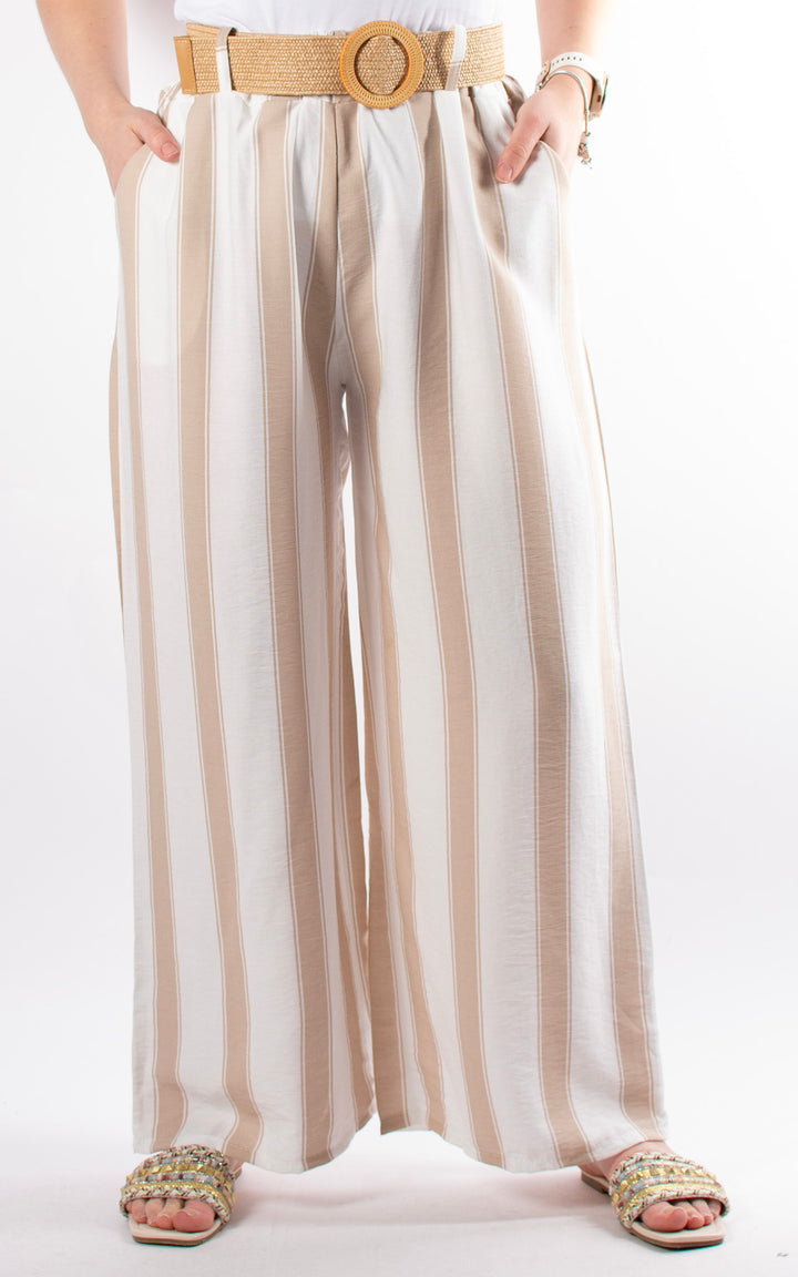 Mackenzie Stripe Trouser | Beige