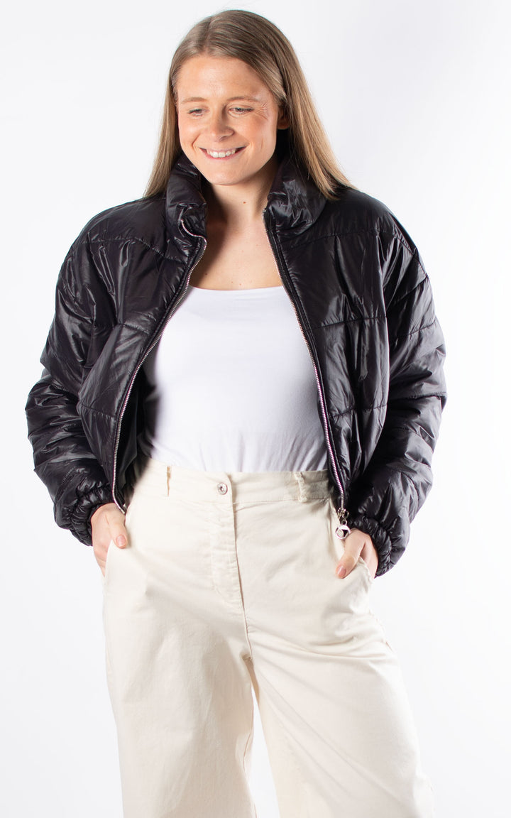 Puffer Bomber Jacket Black