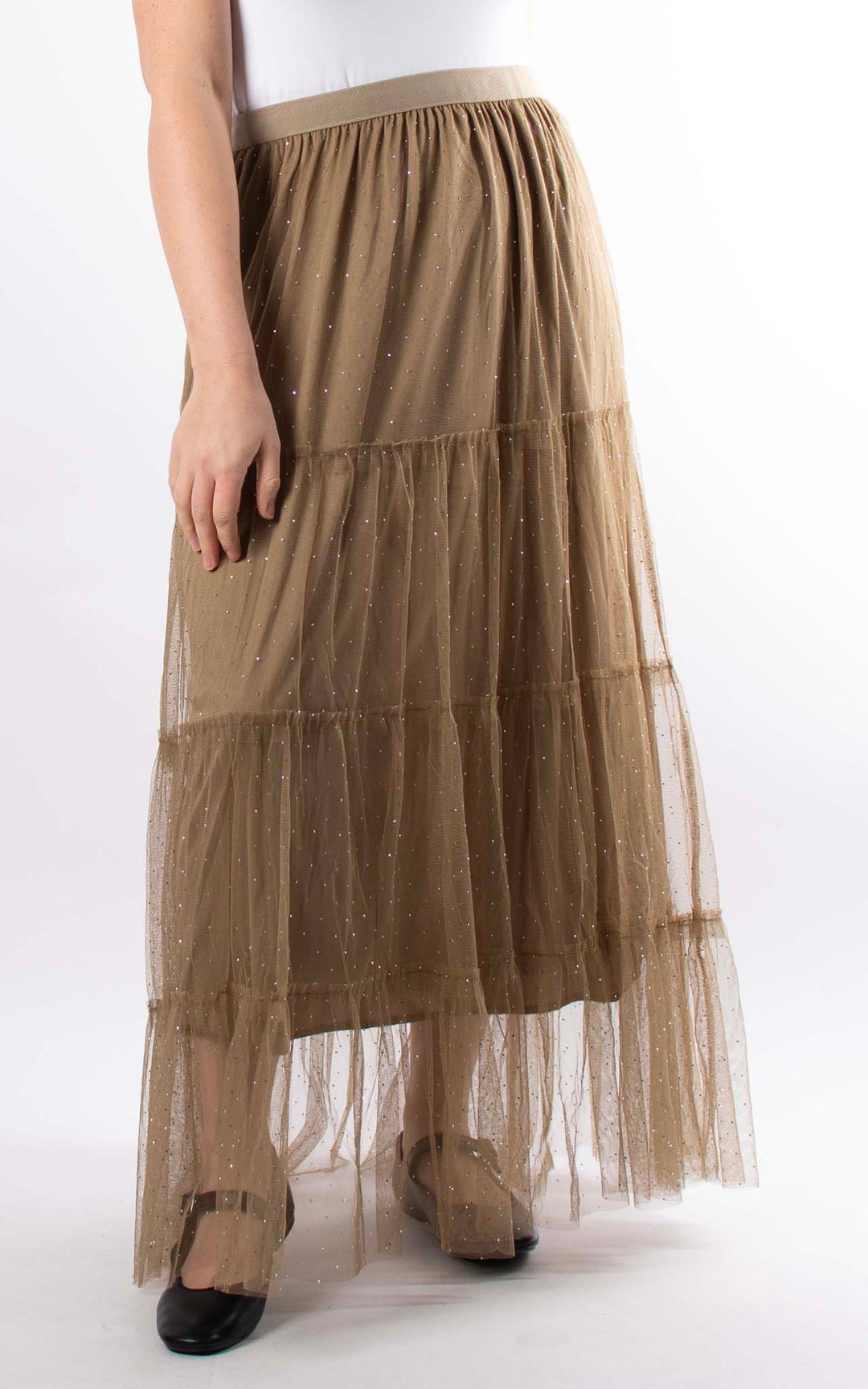 Sparkle Mesh Skirt | Latte