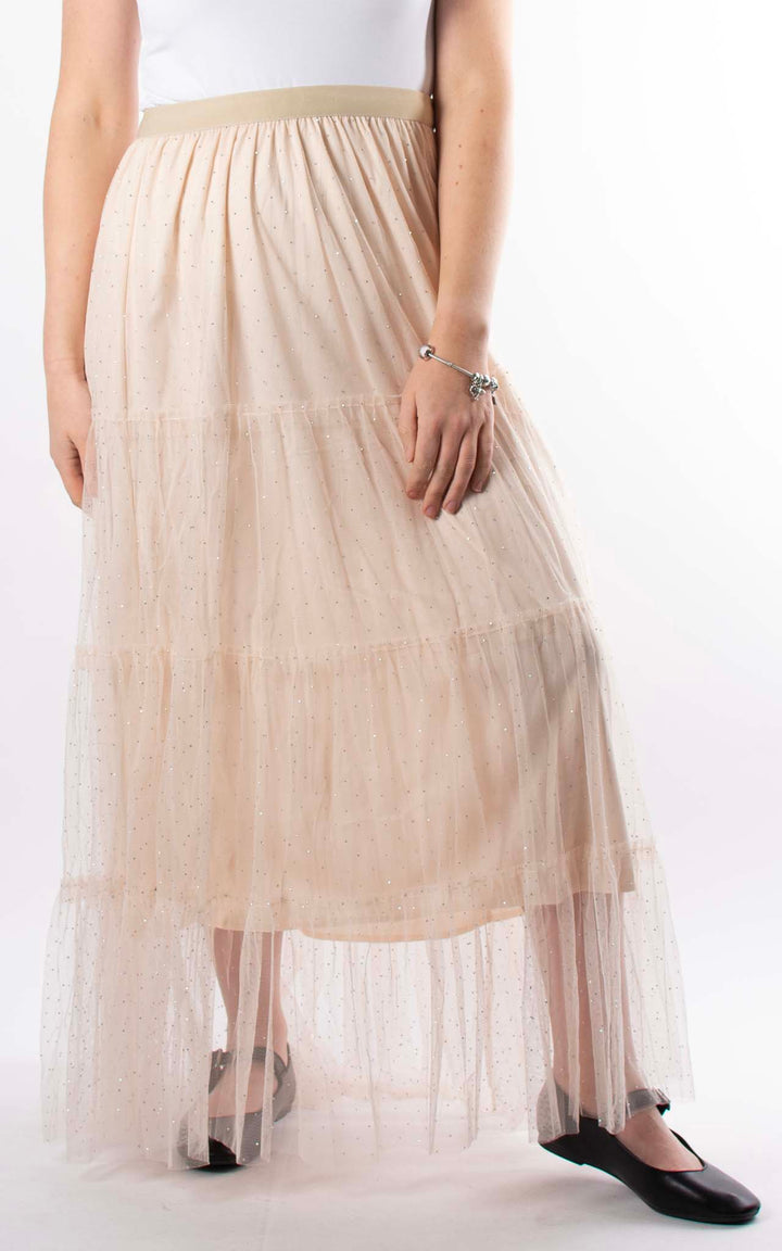 Sparkle Mesh Skirt | Cream