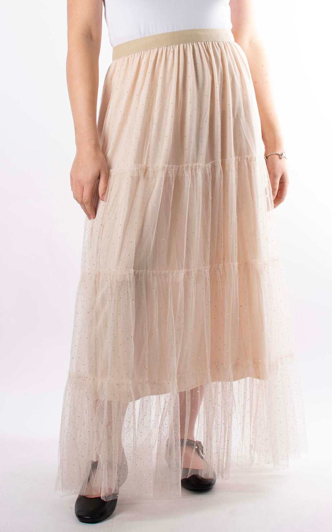 Sparkle Mesh Skirt | Cream