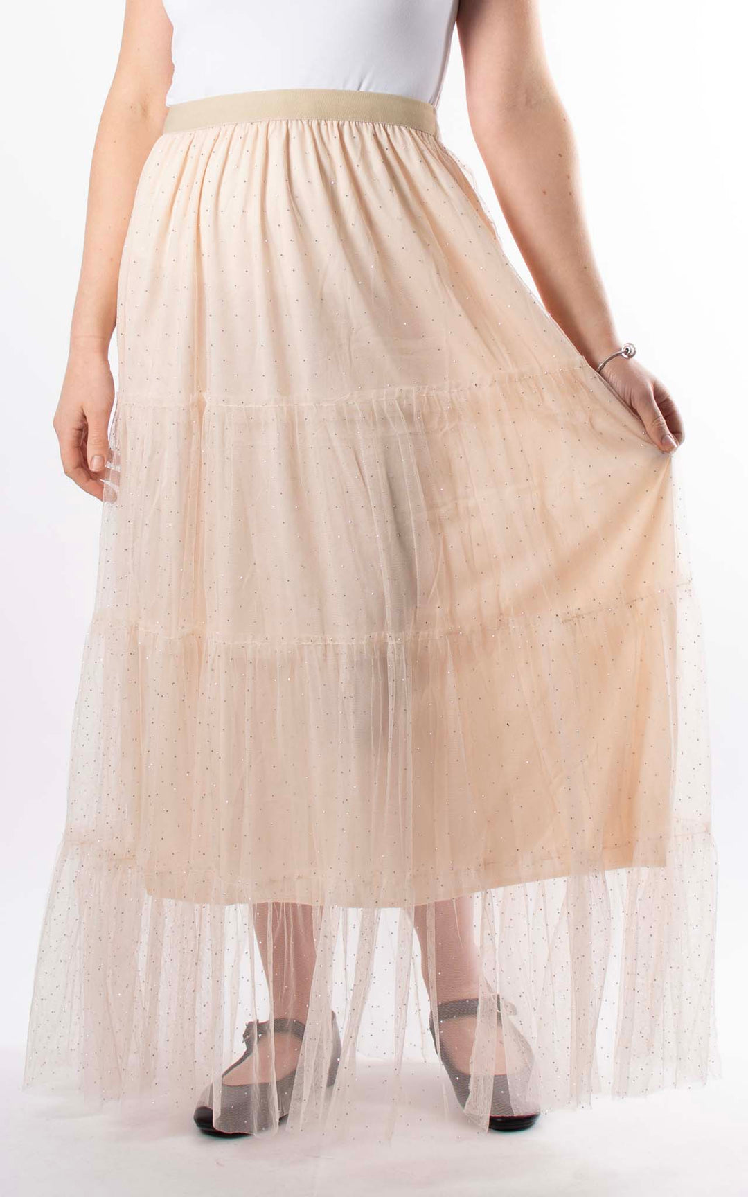 Sparkle Mesh Skirt | Cream