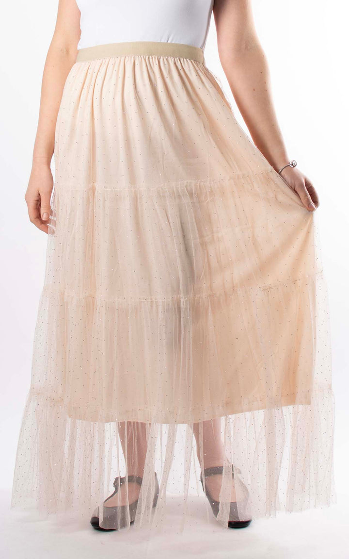 Sparkle Mesh Skirt | Cream