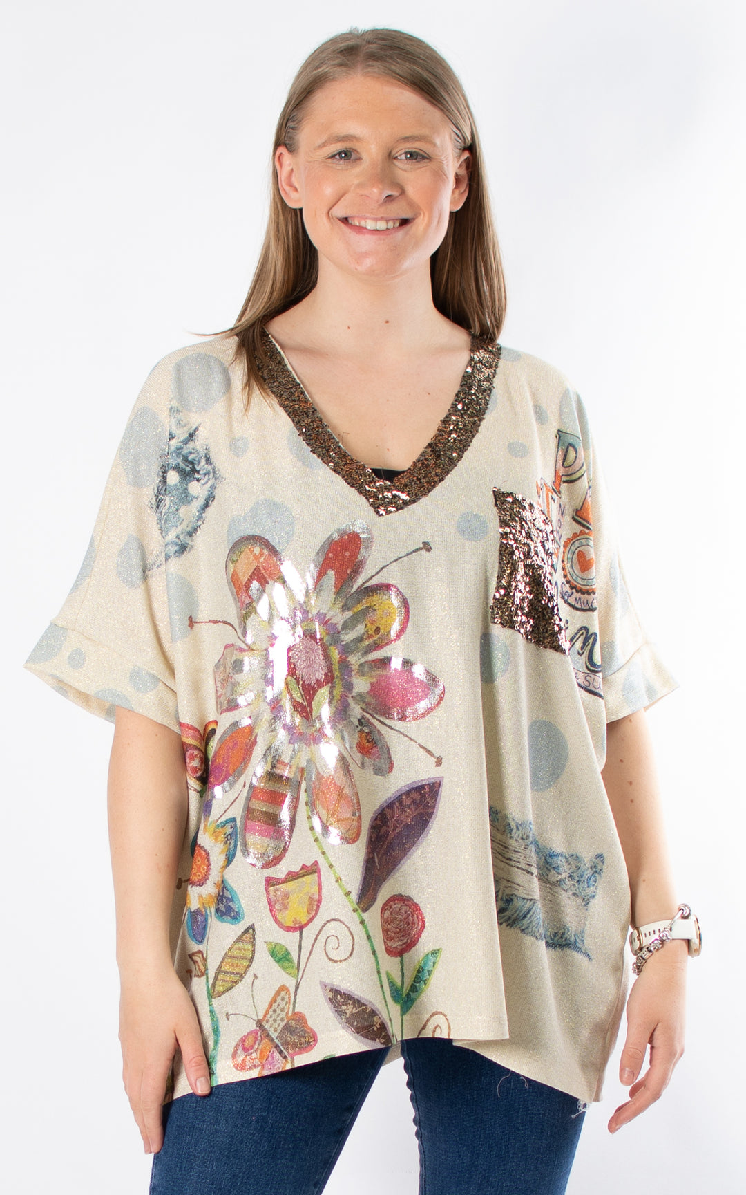 Sequin V-neck Top |  Shine Like The Sun