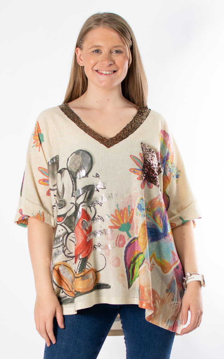 Sequin V-neck Top | Mickey Anything For Nothing