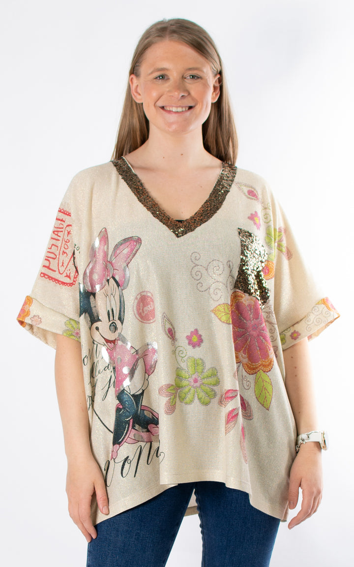 Sequin V-neck Top | Minnie Wonder