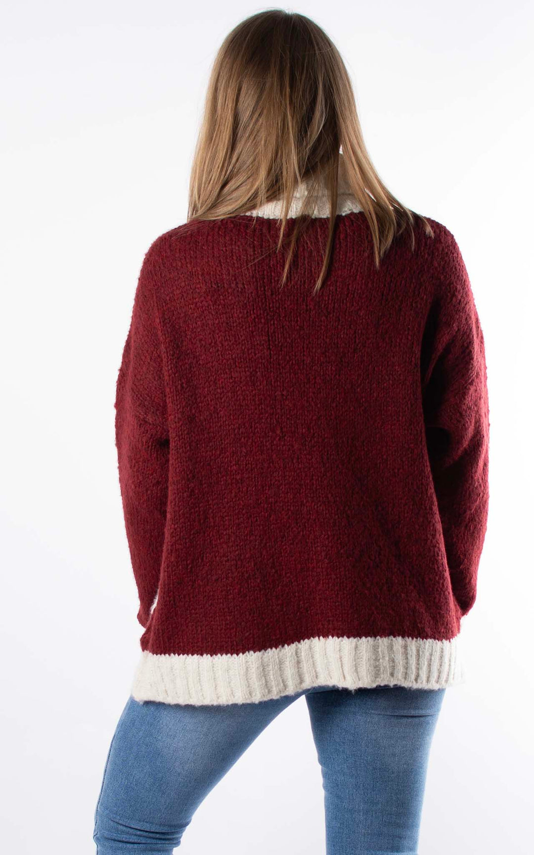 Argyle Chunky Knit | Burgundy