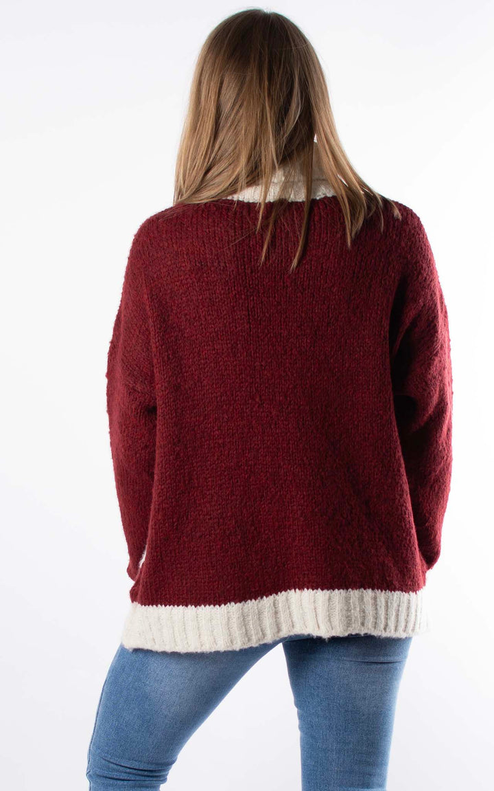 Argyle Chunky Knit | Burgundy