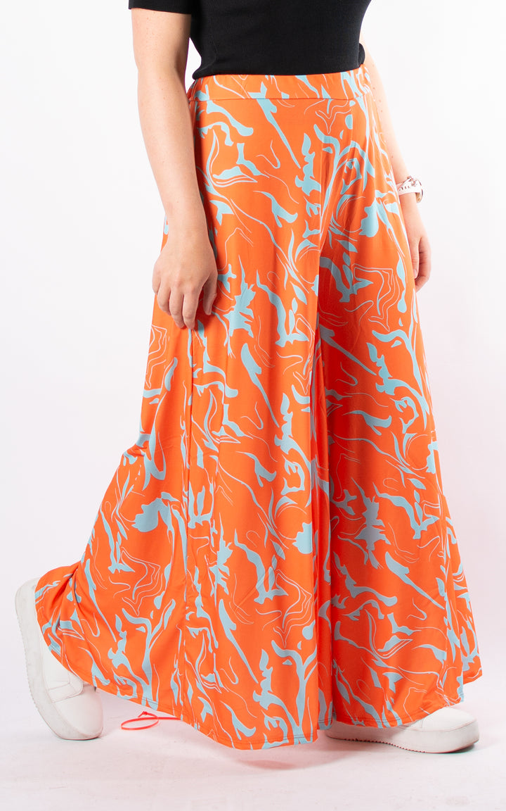 Cath Wide Leg Trousers | Aperol Swirl