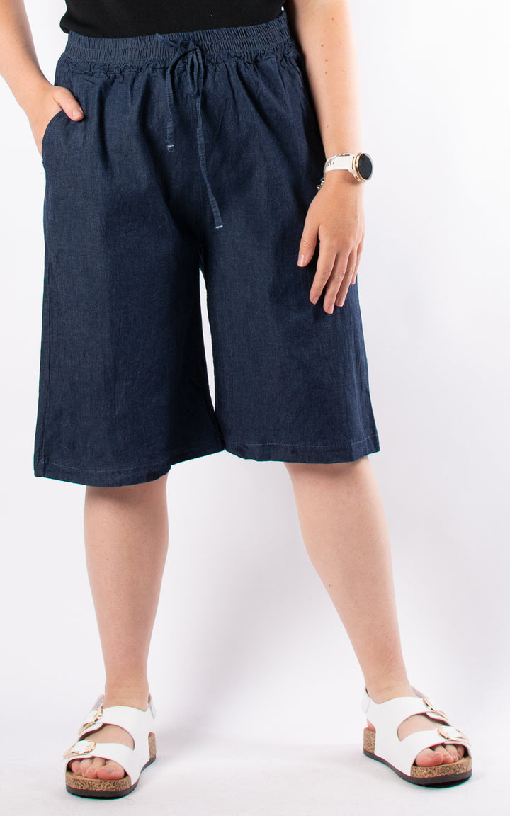 Wide Leg Denim Shorts | Dark Denim