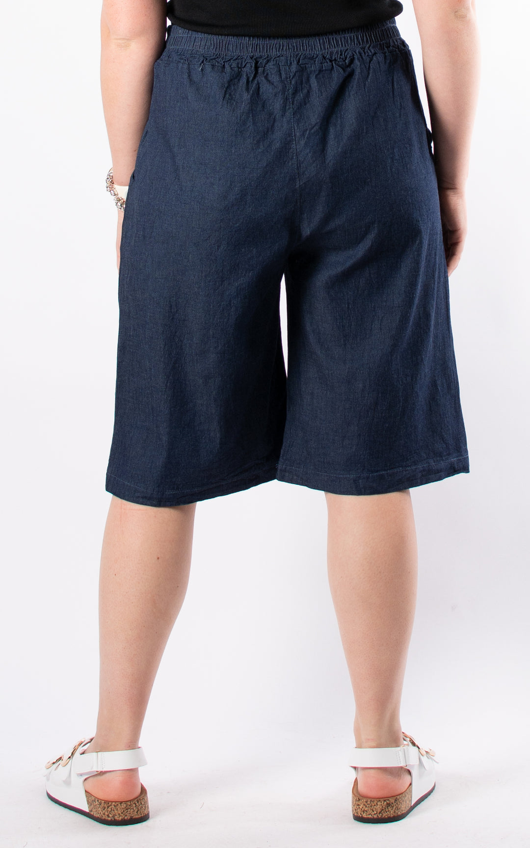 Wide Leg Denim Shorts | Dark Denim