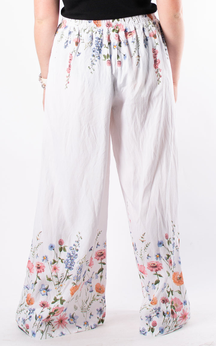 Polly Floral Trousers | White
