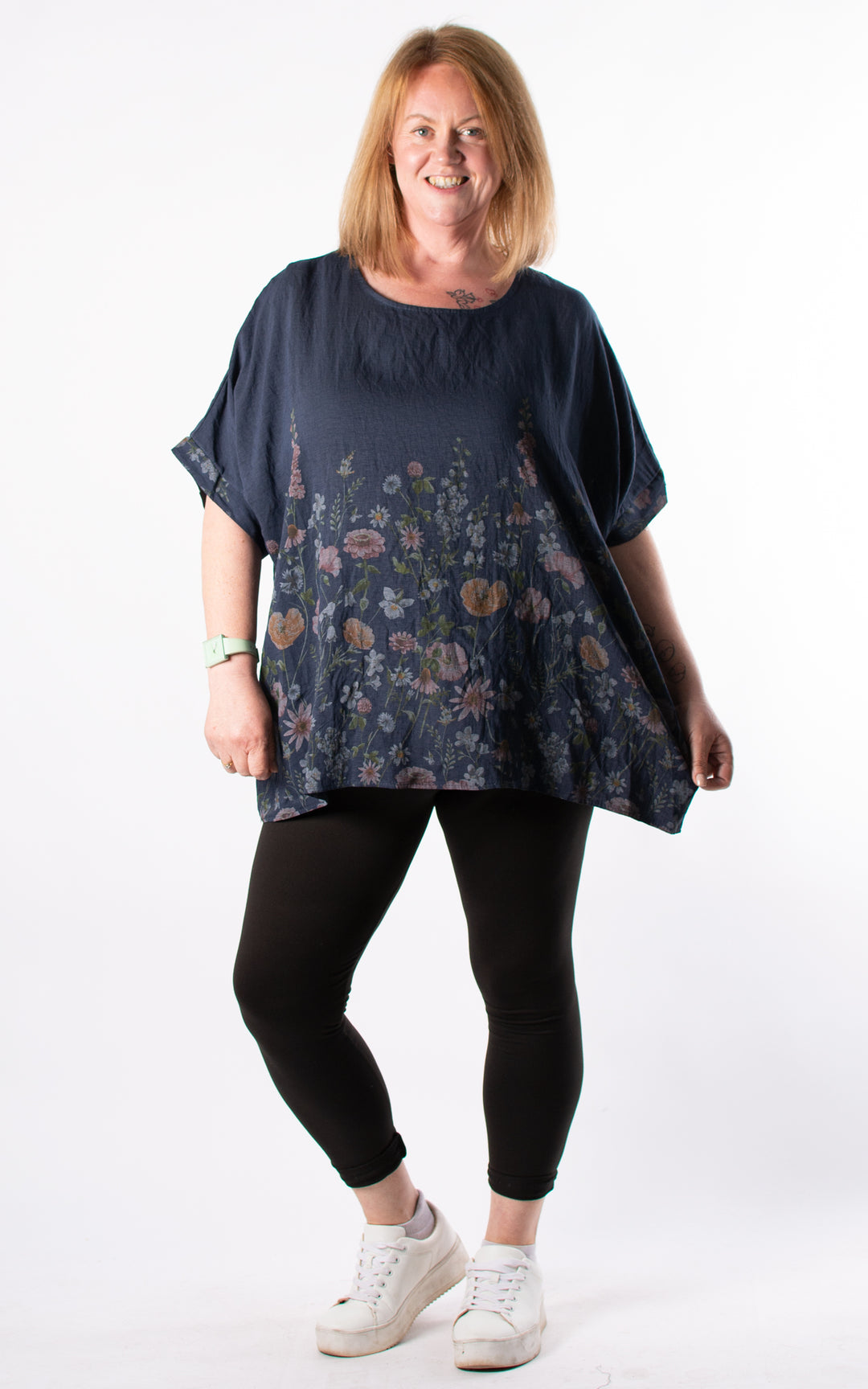 Polly Floral Top | Navy