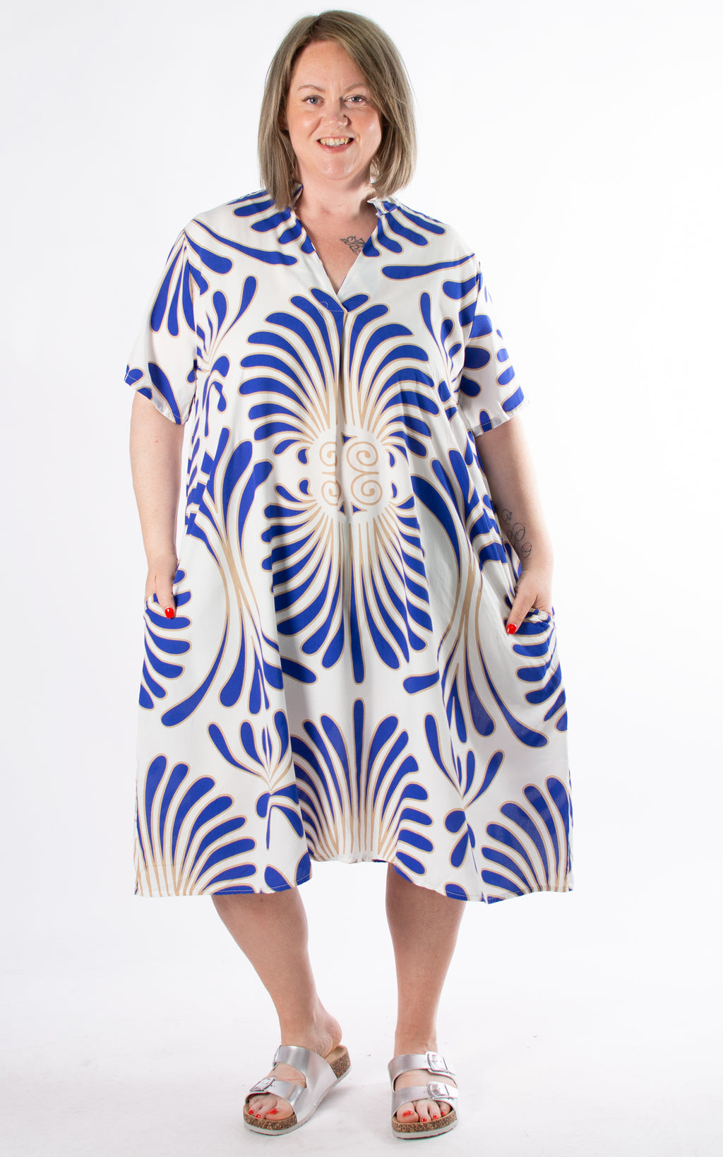 Sharon Pattern Dress | Cobalt