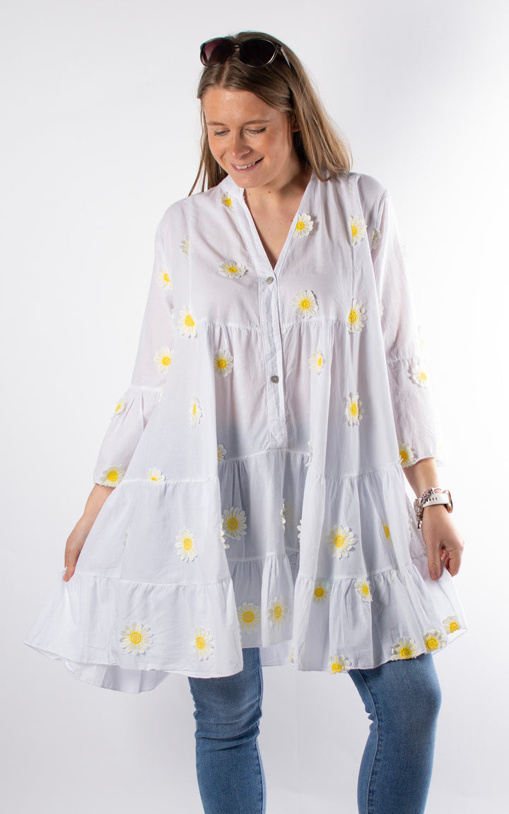 Daisy Smock Tunic | White