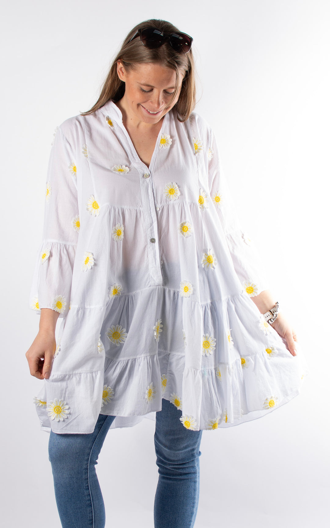 Daisy Smock Tunic | White