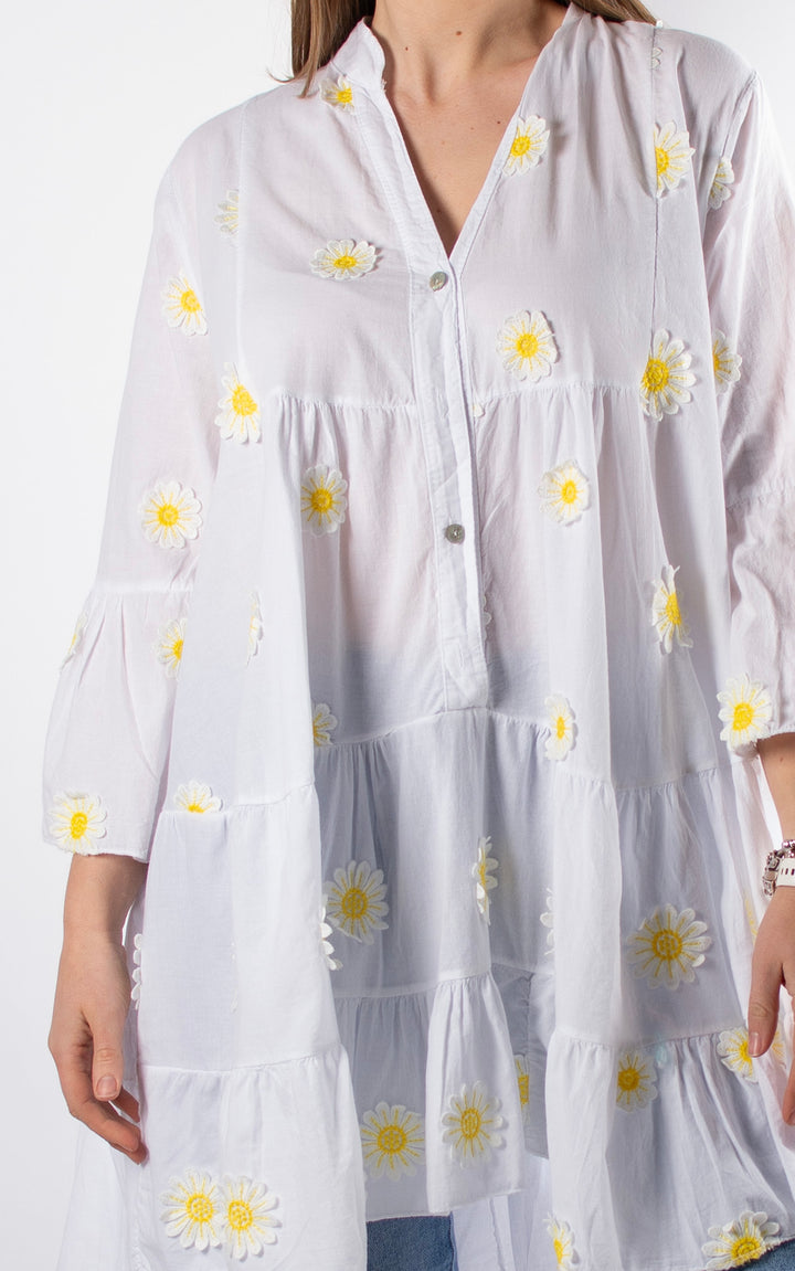 Daisy Smock Tunic | White