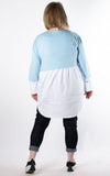 Debbie Shirt Top | Baby Blue & White