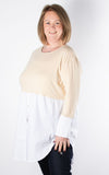 Debbie Shirt Top | Beige & White