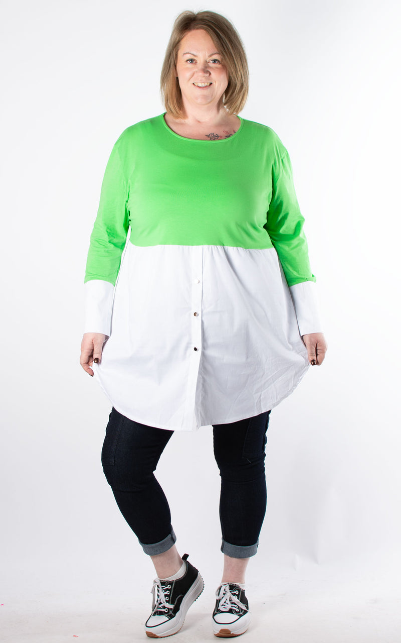 Debbie Shirt Top | Green & White
