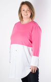 Debbie Shirt Top | Hot Pink  & White