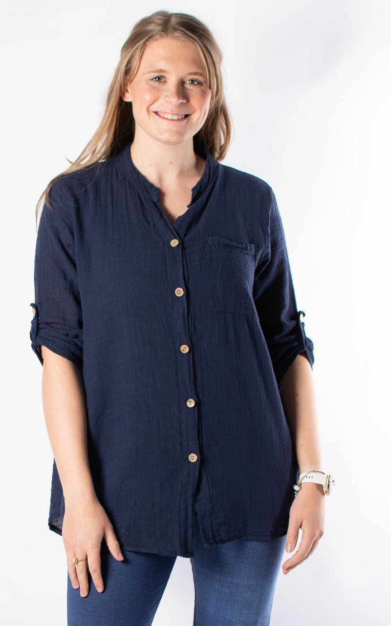 Debra Cotton Shirt | Navy