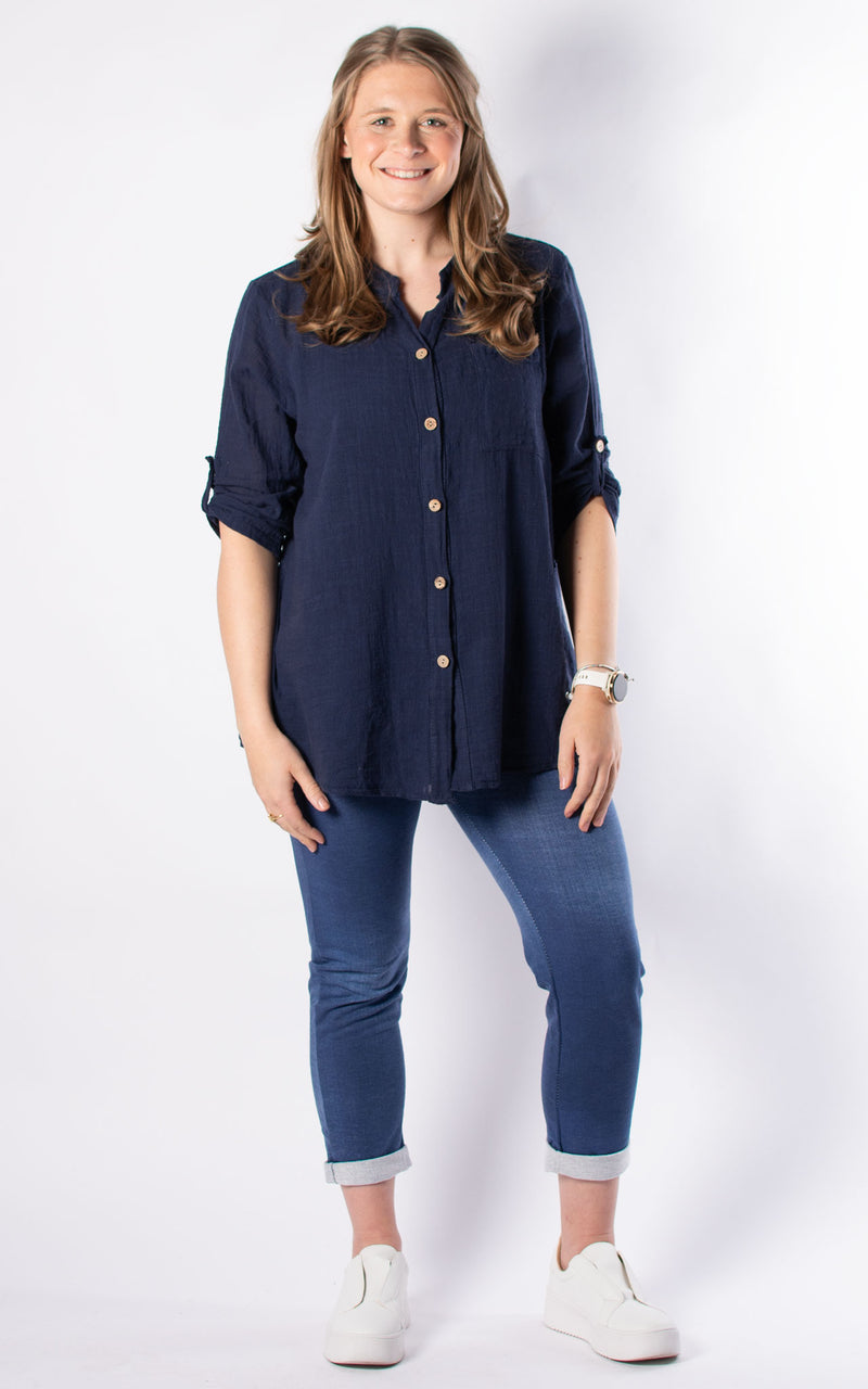 Debra Cotton Shirt | Navy