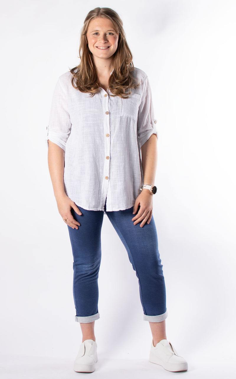 Debra Cotton Shirt | White