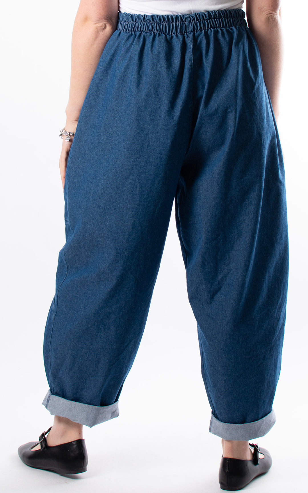 Denim Pocket Barrel Turn Up Trouser | Light Denim