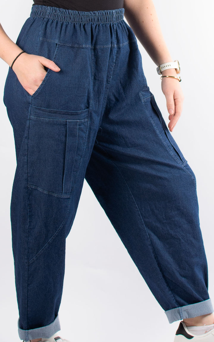 Denim Pocket Barrel Turn Up Trouser