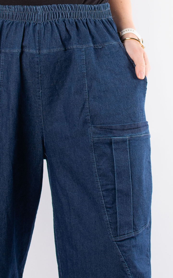 Denim Pocket Barrel Turn Up Trouser