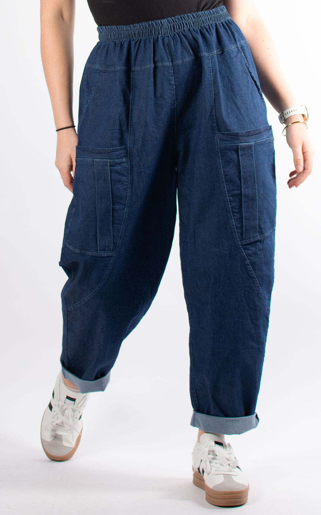 Denim Pocket Barrel Turn Up Trouser