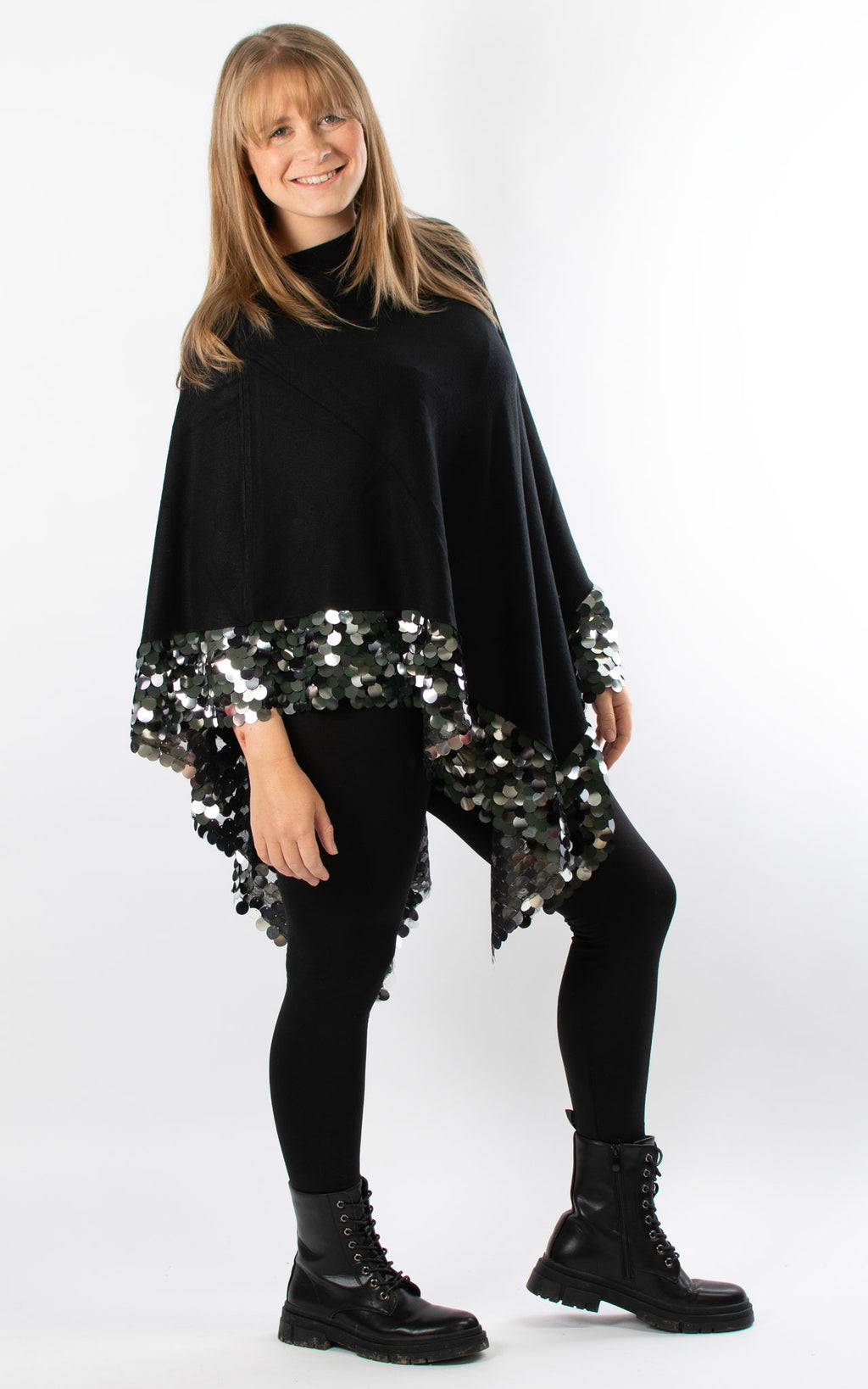 Denise Trim Poncho | Black