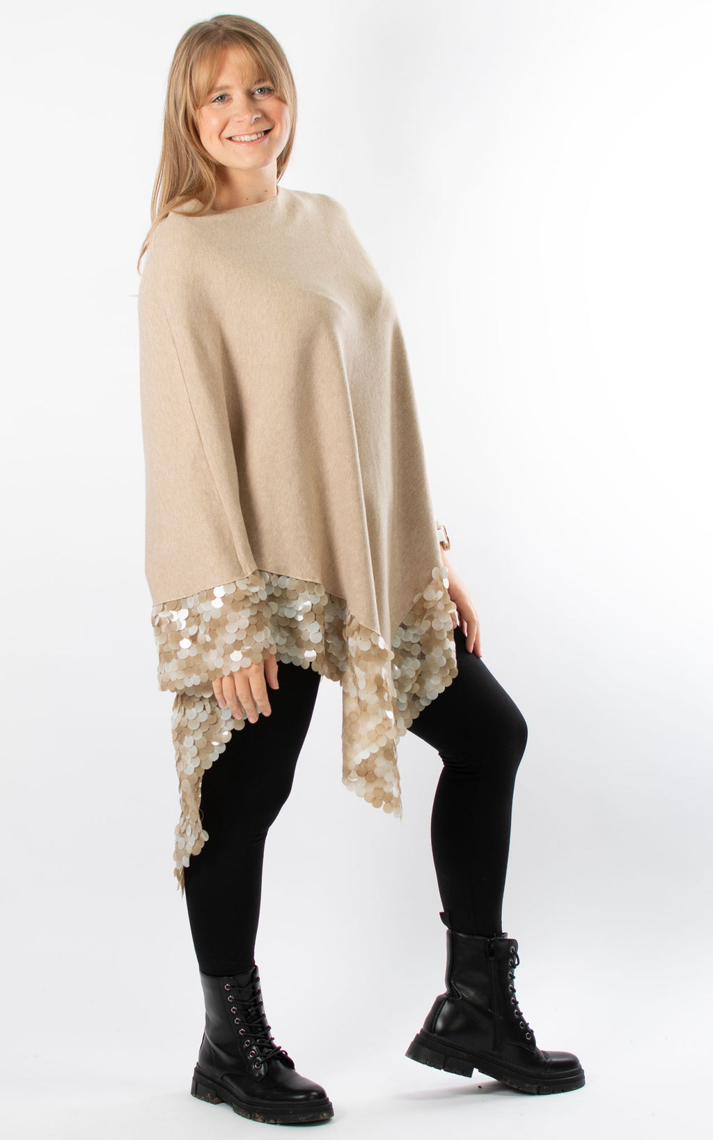 Denise Trim Poncho | Taupe