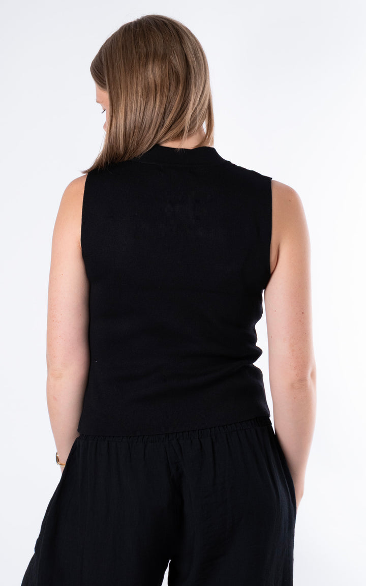 Diagonal Bow Knit Vest | Black