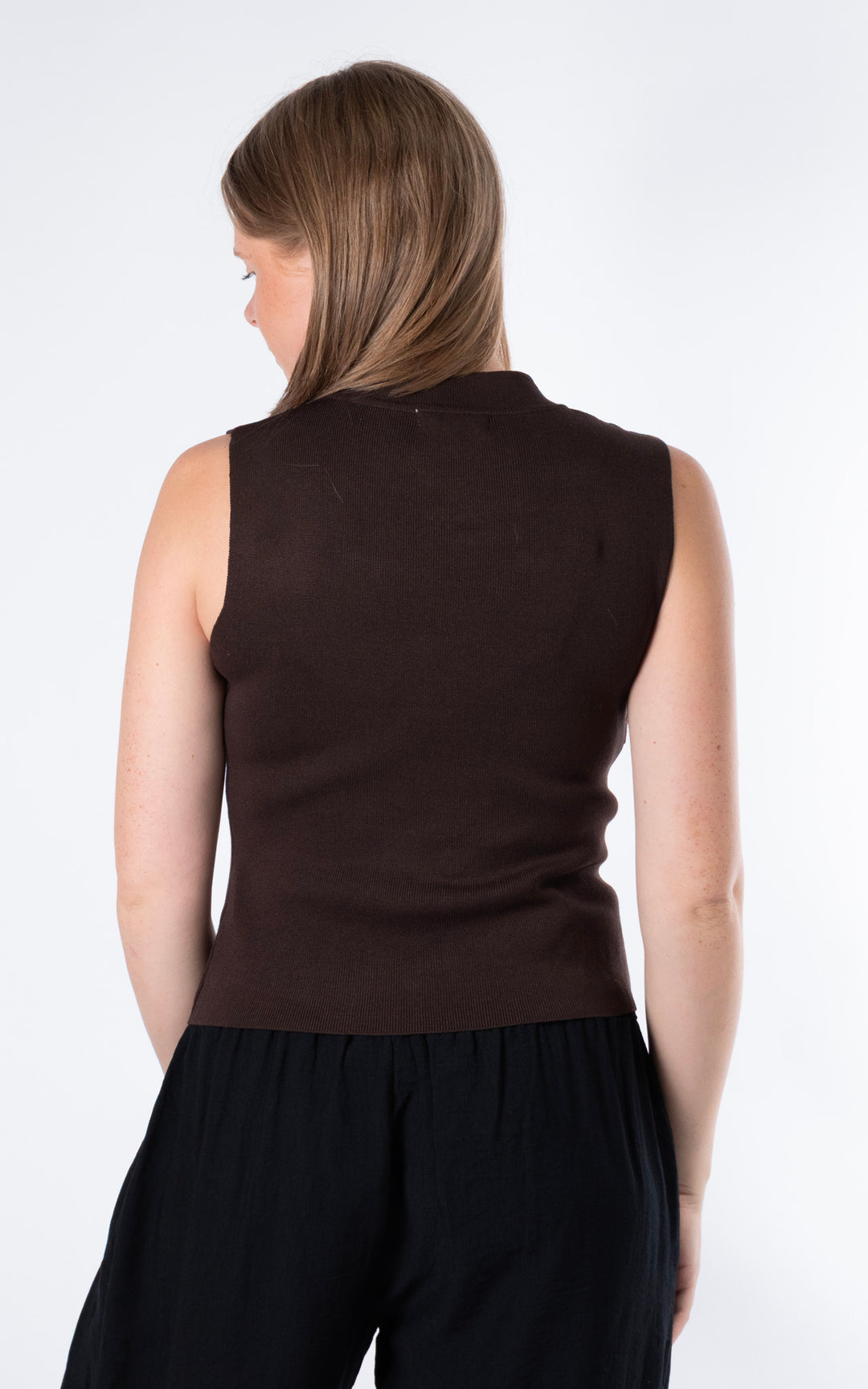 Diagonal Bow Knit Vest | Chocolate