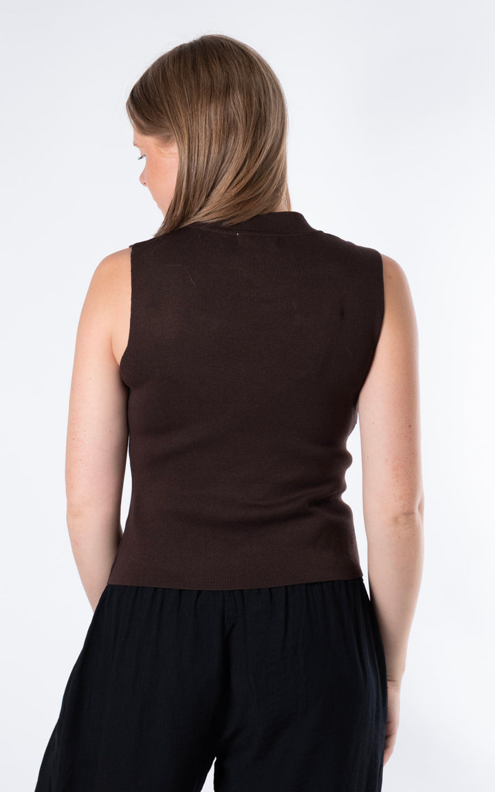 Diagonal Bow Knit Vest | Chocolate