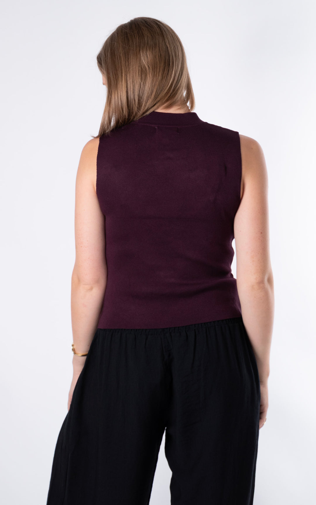 Diagonal Bow Knit Vest | Plum