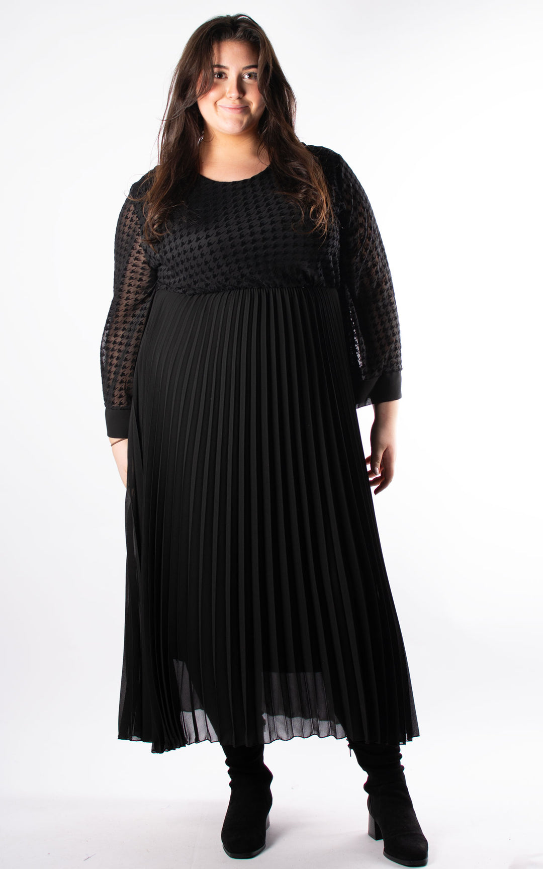 Dogtooth Print Dress | Maxi