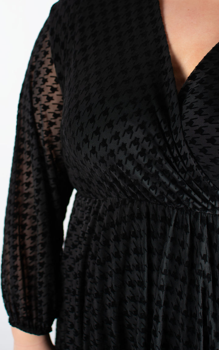 Dogtooth Print Dress | Midi