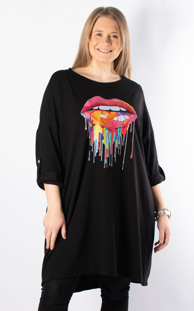 Doreen Tunic | Dripping Lips | Black